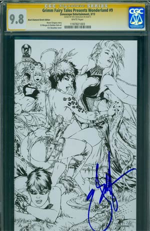 Grimm Fairy Tales Presents Wonderland Vol 2 #9 Cover F Black Diamond Exclusive E-Bas Sketch Variant Cover Signed By E-Bas CGC 9.8