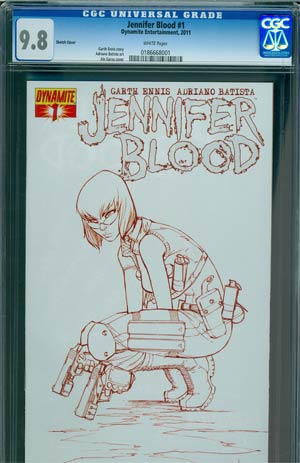 Garth Ennis Jennifer Blood #1 Regular Ale Garza Sketch Cover CGC 9.8