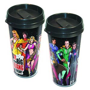 Big Bang Theory Cast As Superheroes Travel Mug