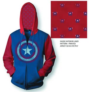 Captain America Fleece Zip-Up Hoodie Large