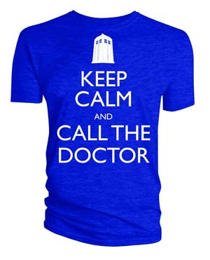 Doctor Who Keep Calm And Call The Doctor Blue T-Shirt Large