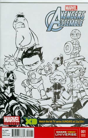 Marvel Universe Avengers Assemble #1 Cover C Incentive Skottie Young Sketch Variant Cover