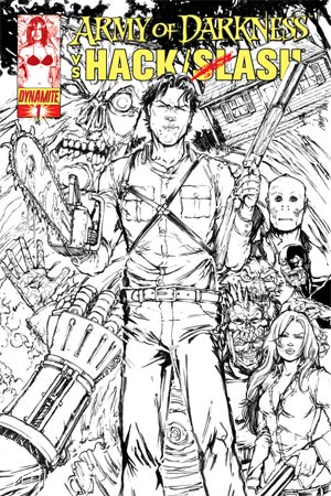 Army Of Darkness vs Hack Slash #1 Cover G High-End Daniel Leister Black & White Ash Ultra-Limited Cover (ONLY 25 COPIES IN EXISTENCE!)