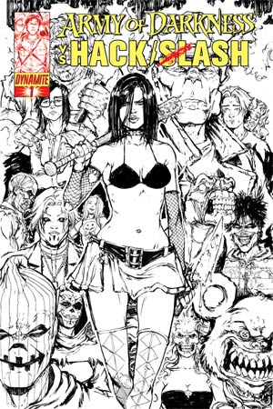 Army Of Darkness vs Hack Slash #1 Cover H High-End Daniel Leister Black & White Hack Ultra-Limited Cover (ONLY 25 COPIES IN EXISTENCE!)