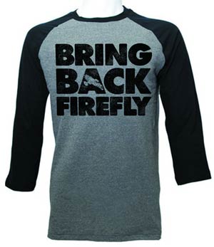 Firefly Bring Back Firefly Black Raglan Shirt Large