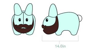 Bearded Labbit Plush - Blue 14-Inch