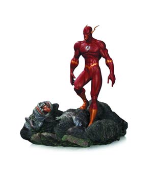 Flash vs Gorilla Grodd Patina Mini Statue