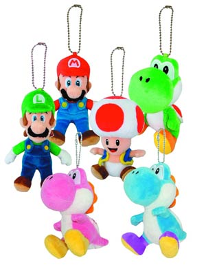 Super Mario Bros 5-Inch Plush Keychain Assortment Case