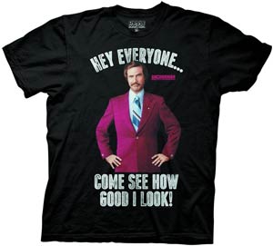 Anchorman See How Good I Look Black T-Shirt Large