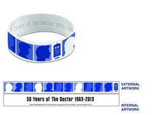 Doctor Who 50th Anniversary Doctor Silhouette Wristband - Blue/White