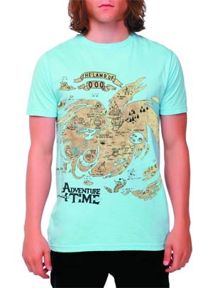 Adventure Time Map Of Ooo Light Blue T-Shirt Large