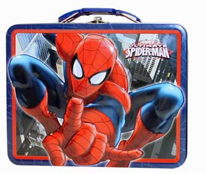 Spider-Man Embossed Large Tin Lunch Box - Red