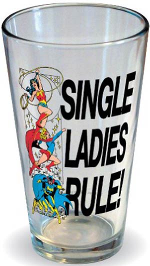 DC Comics Pint Glass Single Ladies Rule Wonder Woman Supergirl Batgirl