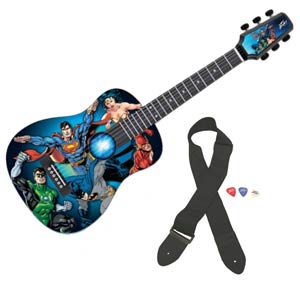 DC Comics Acoustic Half Size Guitar - DC Character Collage