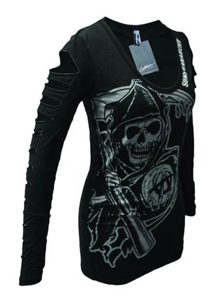 Sons Of Anarchy Reaper Laser Cut Long Sleeve Shirt Large
