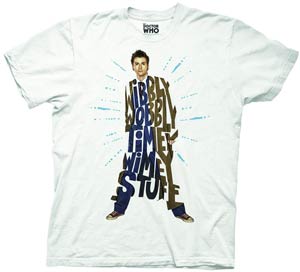 Doctor Who Stacked Tenth Doctor White T-Shirt Large