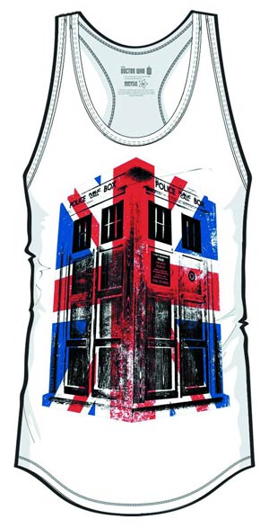 Doctor Who Union Jack TARDIS Juniors Tank Long T-Shirt Large