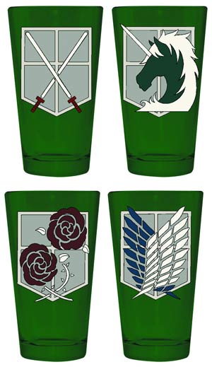 Attack On Titan Corps Symbols 4-Pack Pint Glass Set