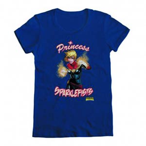 Captain Marvel Sparklefists Navy T-Shirt Large