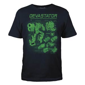 Transformers Devastator Schematics Navy T-Shirt Large