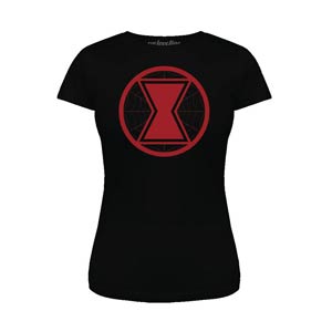 Avengers Black Widow Hourglass Black Womens T-Shirt Large