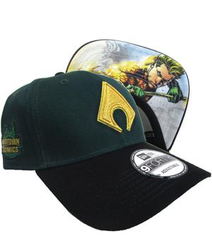 Midtown Comics Exclusive Aquaman Logo Green 940 Velcro Strap Cap BEST_SELLERS