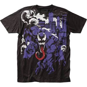Venom City Takeover Big Print Subway Black Mens T-Shirt Large