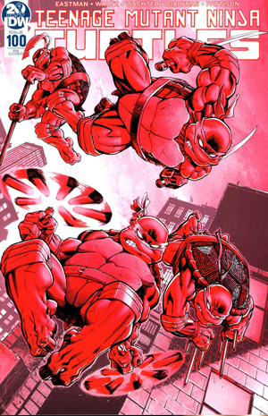 Teenage Mutant Ninja Turtles Vol 5 #100  Midtown Exclusive Cover C Ed McGuinness Retro Red Tint Variant Cover Featured Midtown Exclusives