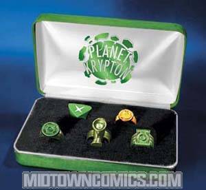 Kingdom Come Planet Krypton Green Lantern Replica Ring Set