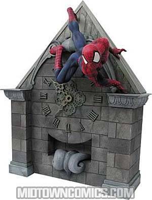 Spider-Man Clock Tower Wall Statue