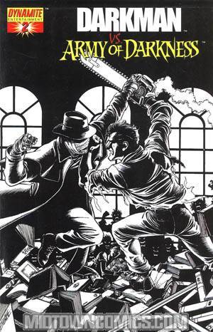 Darkman vs Army Of Darkness #1 Cover D Incentive Perez Black & White Cover