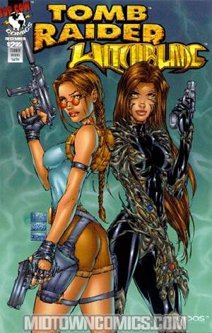 Tomb Raider Witchblade Special #1 Cover A Regular Michael Turner Green Background Cover