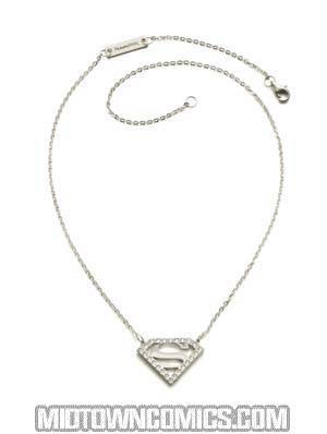 Superman Necklace Thin Chain CZ Cut-Out Logo Pendant