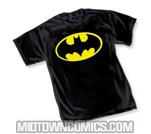 Batman Symbol I Yellow Oval On Black T-Shirt Large