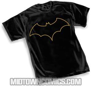 Batgirl Symbol II Outlined Symbol On Black Womens T-Shirt Large