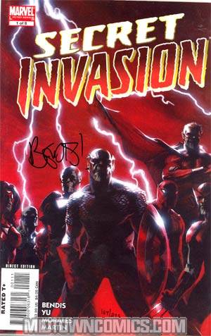 Secret Invasion #1 Cover F DF Signed By Brian Michael Bendis