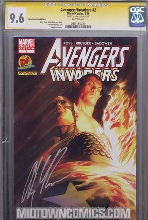 Avengers Invaders #2 Cover F DF Exclusive Alex Ross Variant Cover Signed By Alex Ross CGC 9.6
