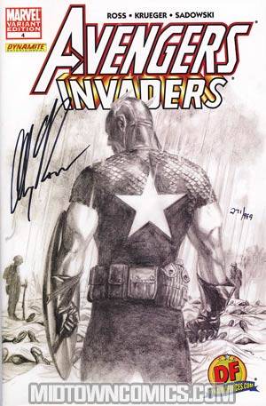 Avengers Invaders #4 Cover D DF Exclusive Alex Ross Variant Sketch Cover Signed By Alex Ross