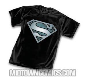 Superman Steel Symbol Black T-Shirt Large