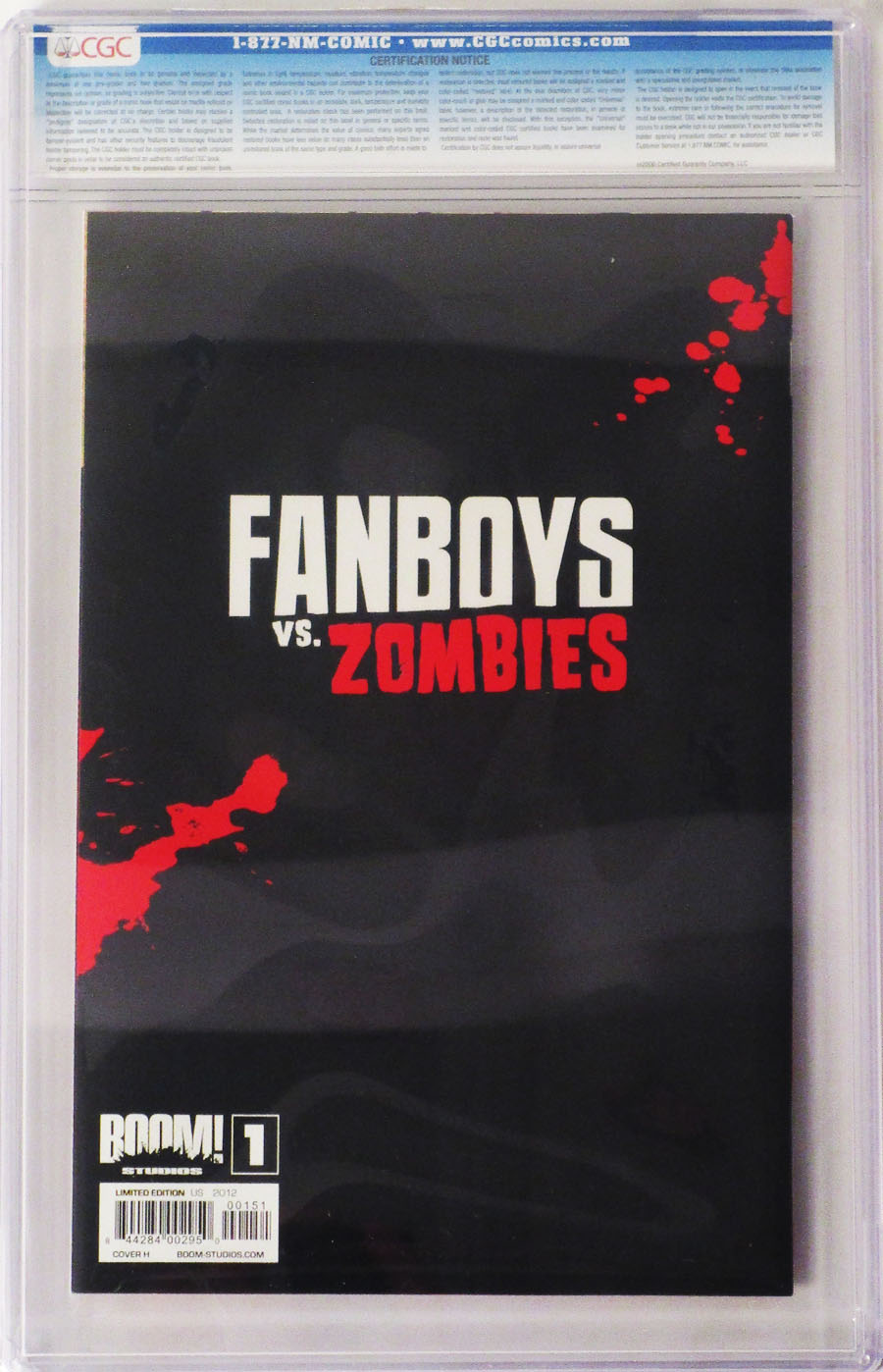 Fanboys vs Zombies #1 Cover H Incentive Arthur Suydam Variant Cover CGC 9.8