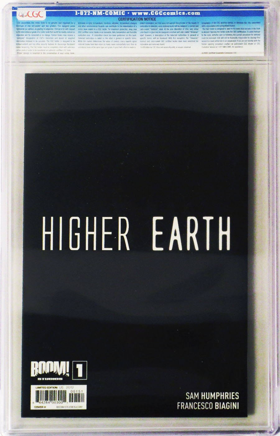 Higher Earth #1 Incentive Michael Golden Variant Cover CGC 9.8