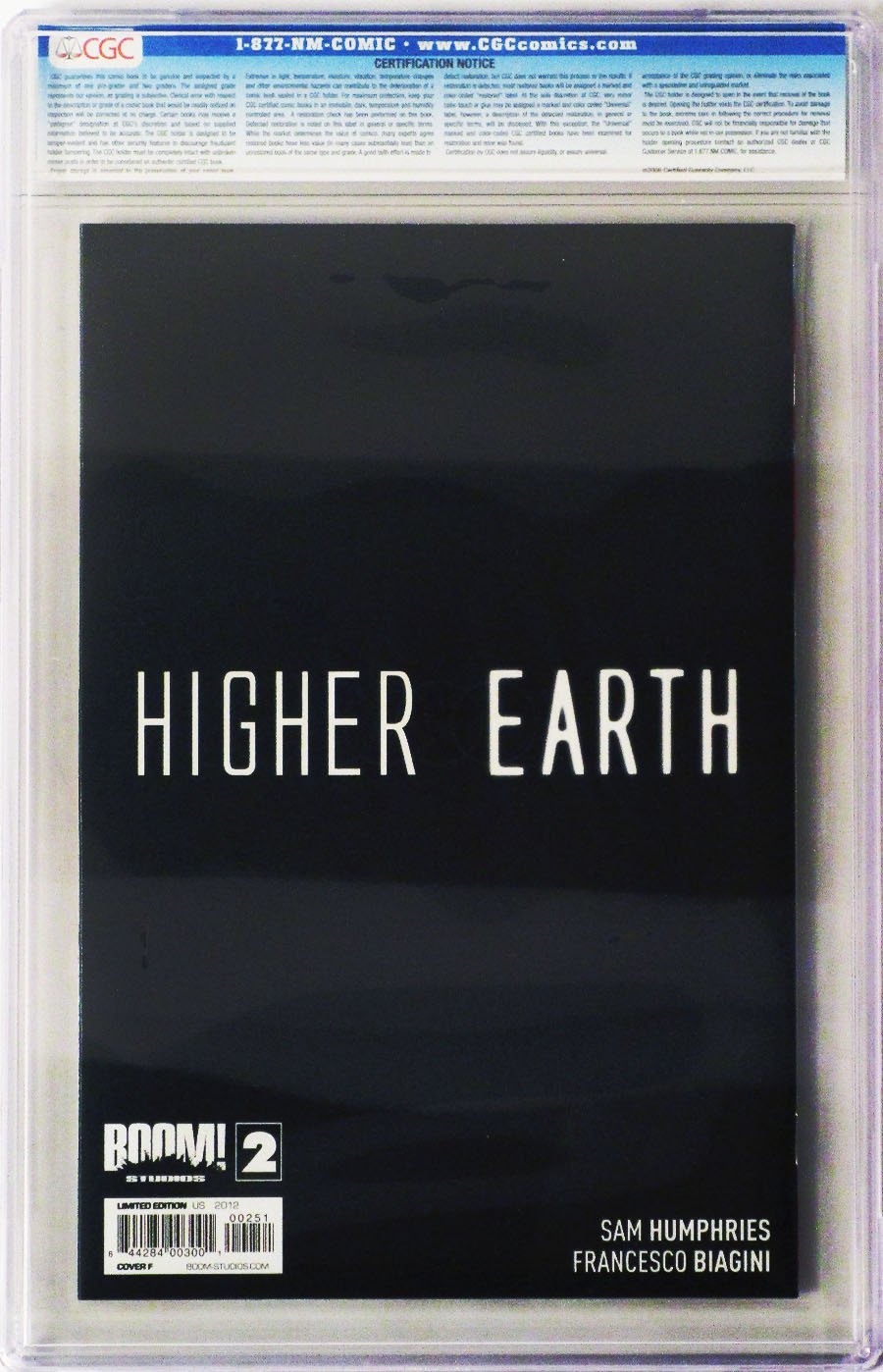 Higher Earth #2 Incentive Michael Golden Variant Cover CGC 9.8