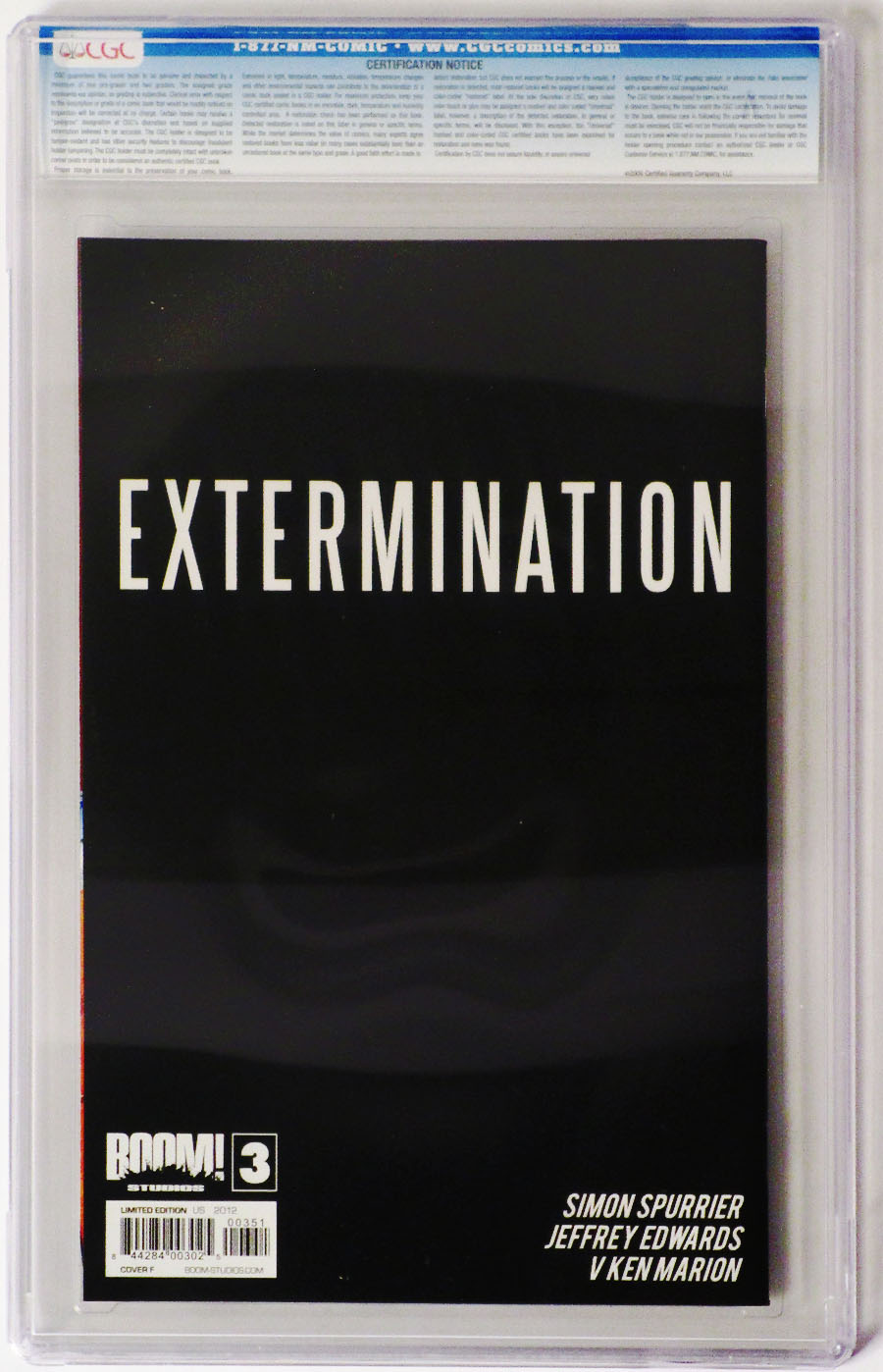 Extermination (BOOM Studios) #3 Cover G Incentive John Cassaday Virgin Sketch Variant Cover CGC 9.8