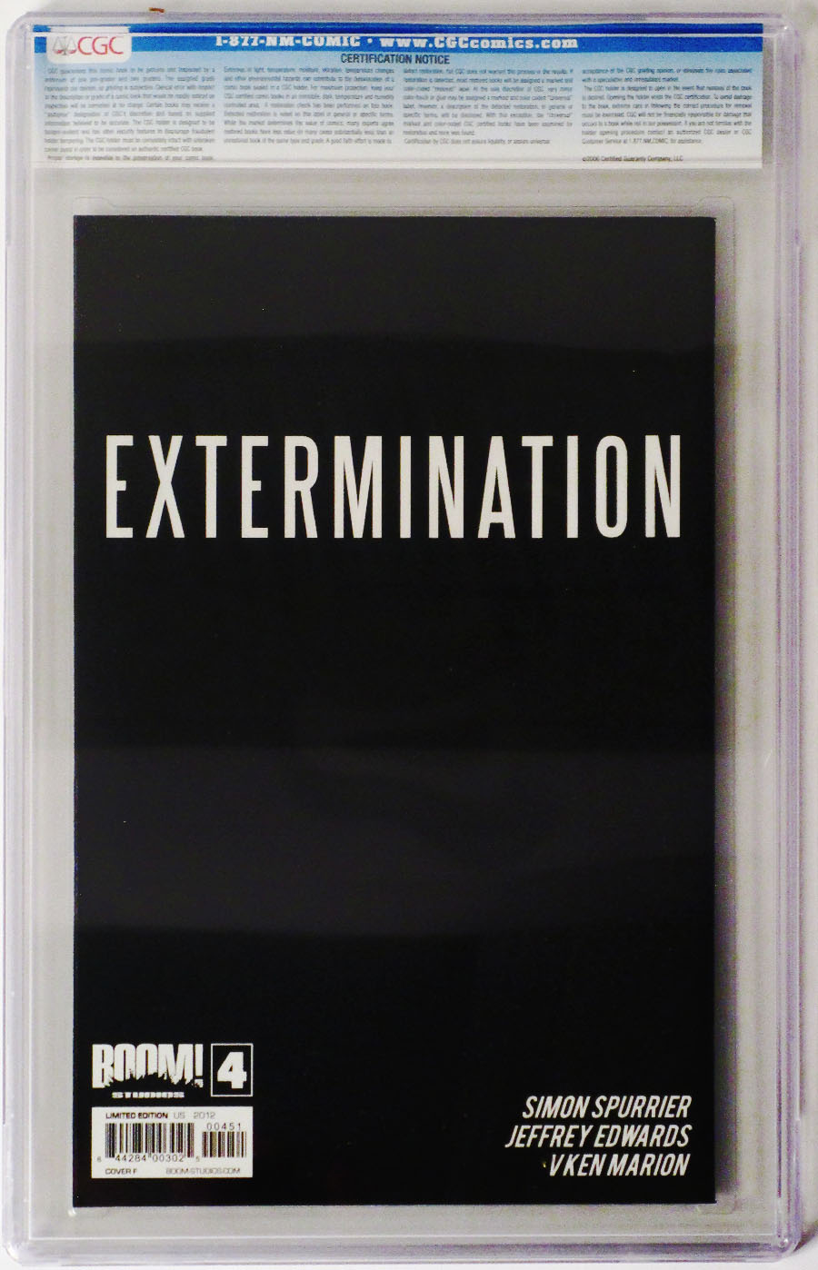 Extermination (BOOM Studios) #4 Cover G Incentive John Cassaday Virgin Sketch Variant Cover CGC 9.8