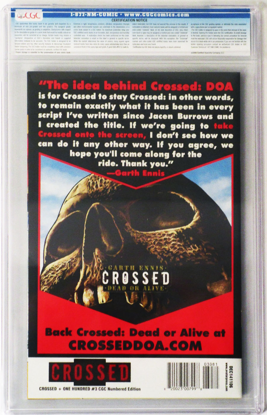 Crossed Plus 100 #3 Cover G CGC Numbered Edition