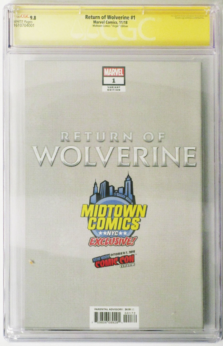 Return Of Wolverine #1  Midtown Exclusive Cover E Joe Jusko Variant Cover Signed By Joe Jusko & Charles Soule CGC 9.8