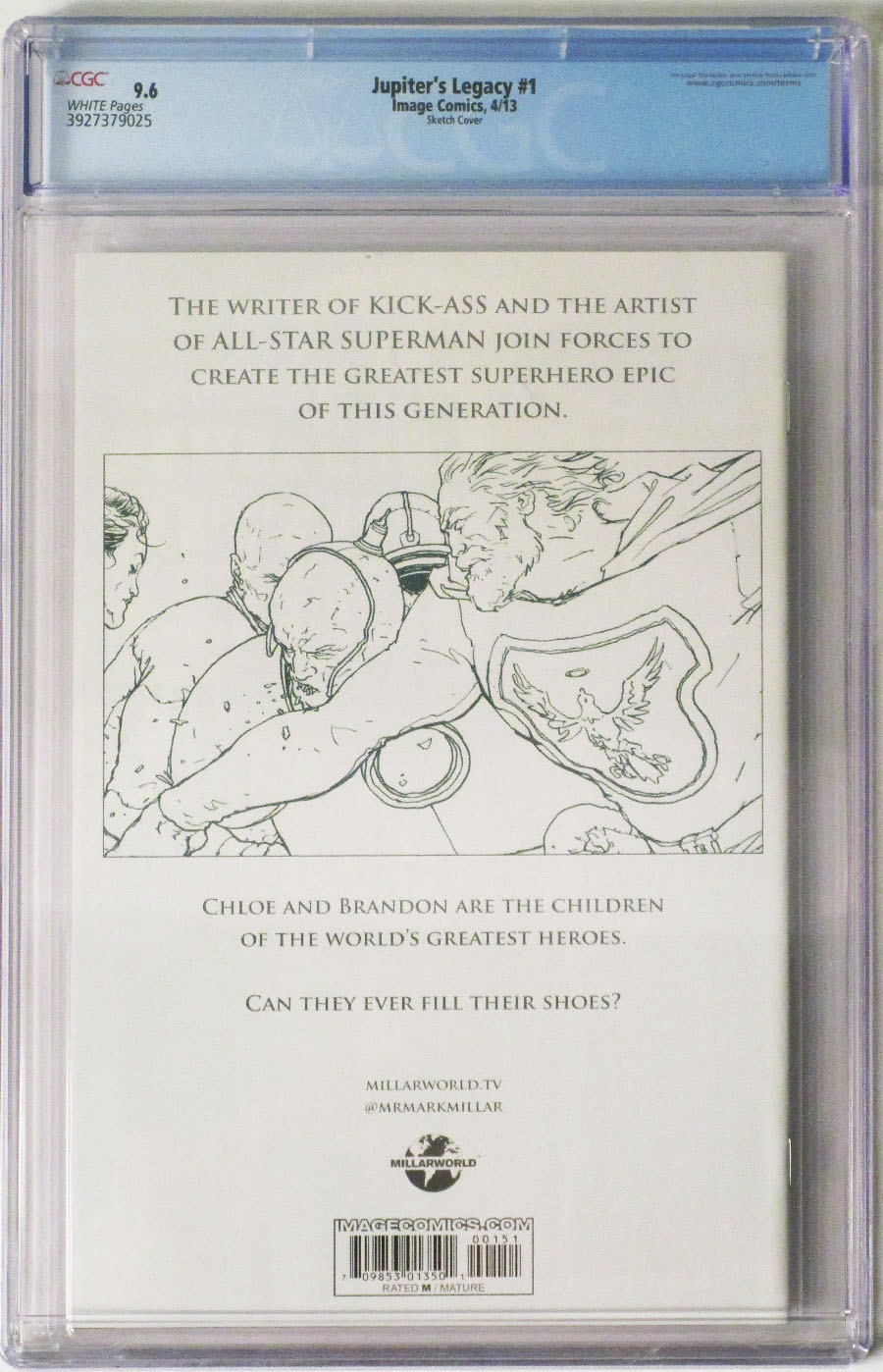 Jupiters Legacy #1 Incentive Frank Quitely Sketch Cover CGC 9.6