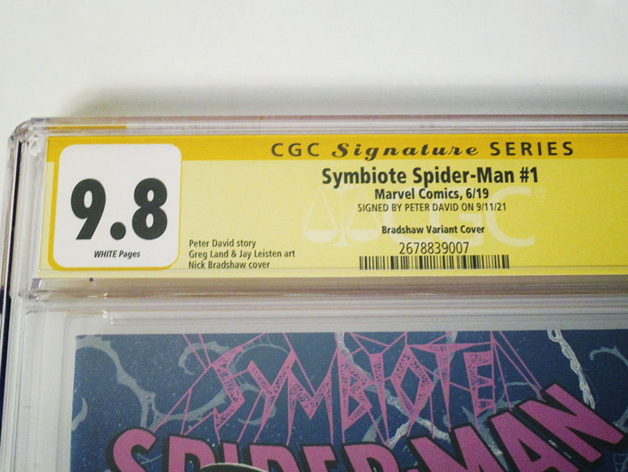 Symbiote Spider-Man #1 Cover O Incentive Variant Nick Bradshaw Cover Signed By Peter David CGC 9.8