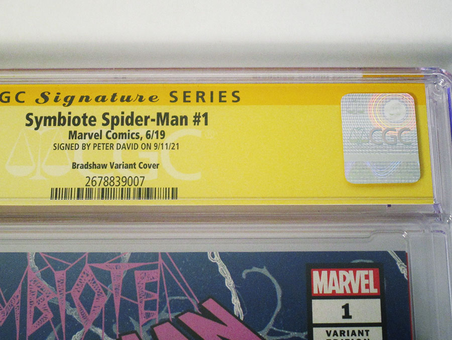 Symbiote Spider-Man #1 Cover O Incentive Variant Nick Bradshaw Cover Signed By Peter David CGC 9.8