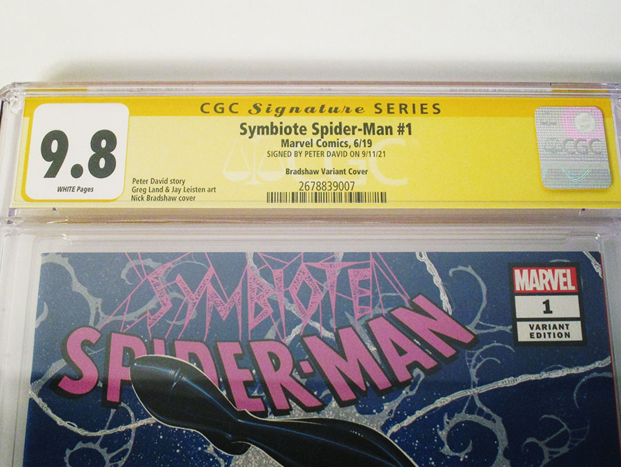 Symbiote Spider-Man #1 Cover O Incentive Variant Nick Bradshaw Cover Signed By Peter David CGC 9.8